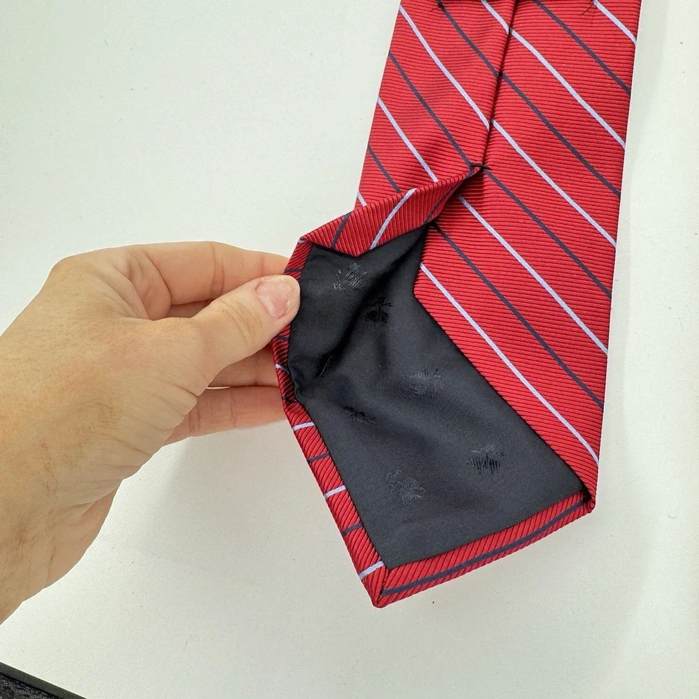Brooks Brothers Red Rep Stripe 100% Silk Tie 3.75 Classic Wide USA Made 61